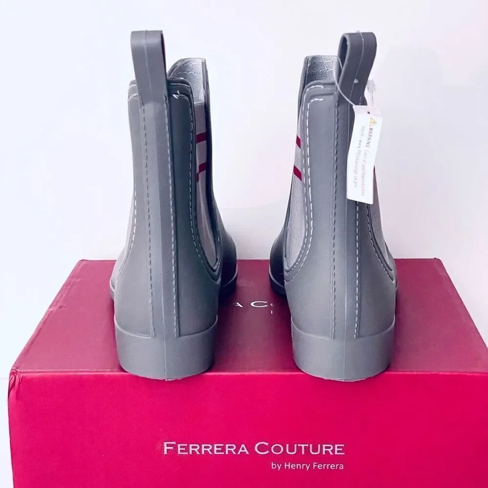 NWT Ferrera Couture 8 by Henry Ferrera Clarity Grey Rain Booties Boots w/elastic
